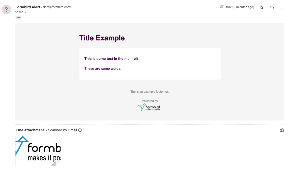 Send Formbird Email Example